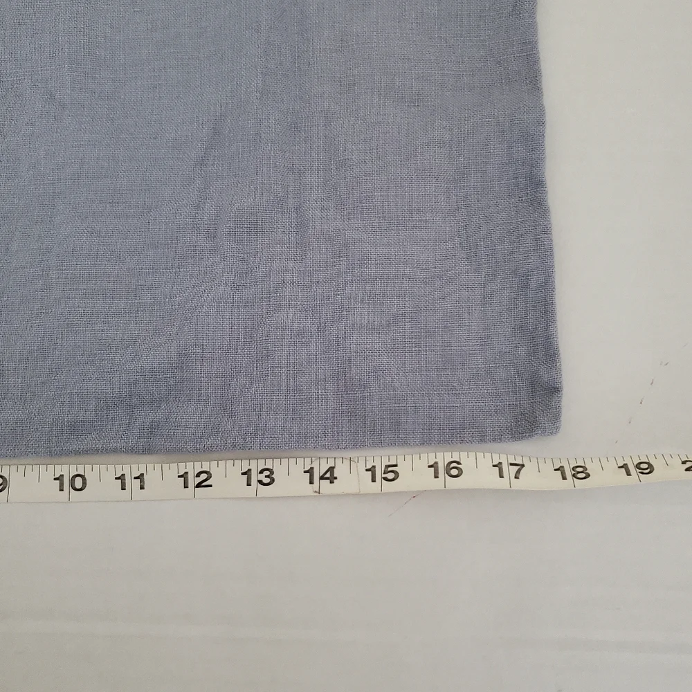 Pottery Barn 100% Linen Pillow Cover With Ties Light Blue 18X18